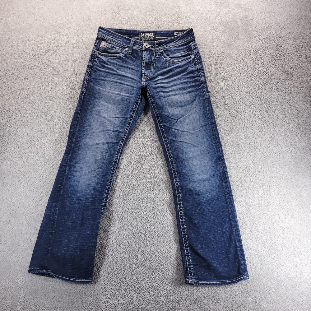 Salvage Supply Jeans Mens 29x30 Blue Mayhem Boot Regular Stretch Denim Faded